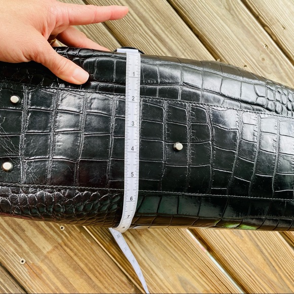 Furla Black Moc Croc XL Satchel EUC - Picture 11 of 17